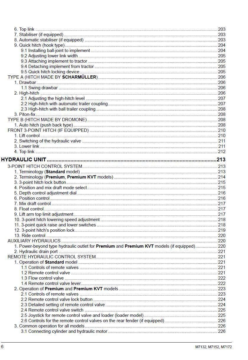 Kubota M7132 / M7152 / M7172 Tractor Operators Manual
