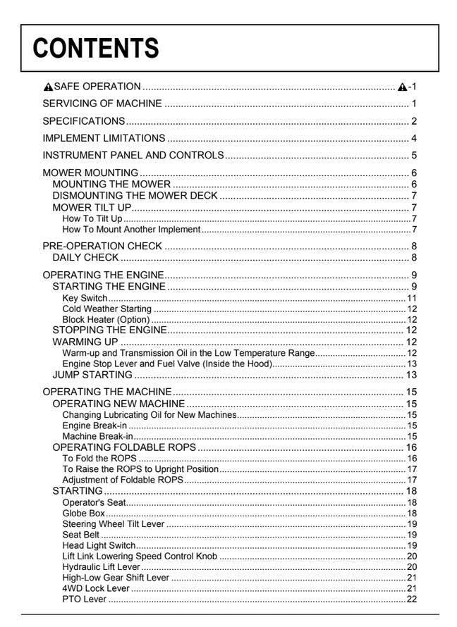 Kubota F2890 / F3690 Front Mower Operators Manual