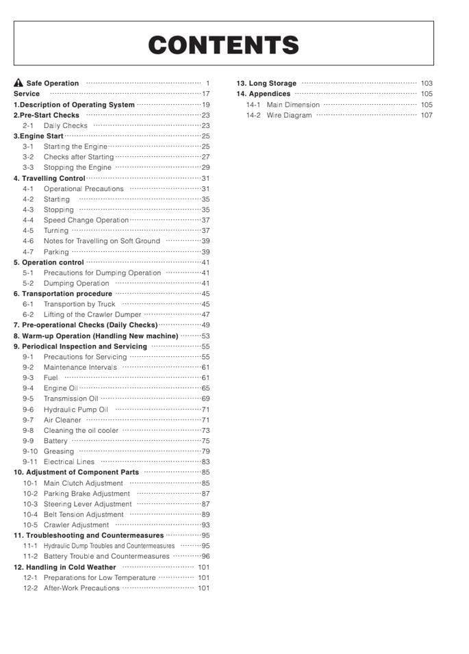 Kubota KC70 Dumper Operator Manual (Digital PDF, Maintenance & Use)