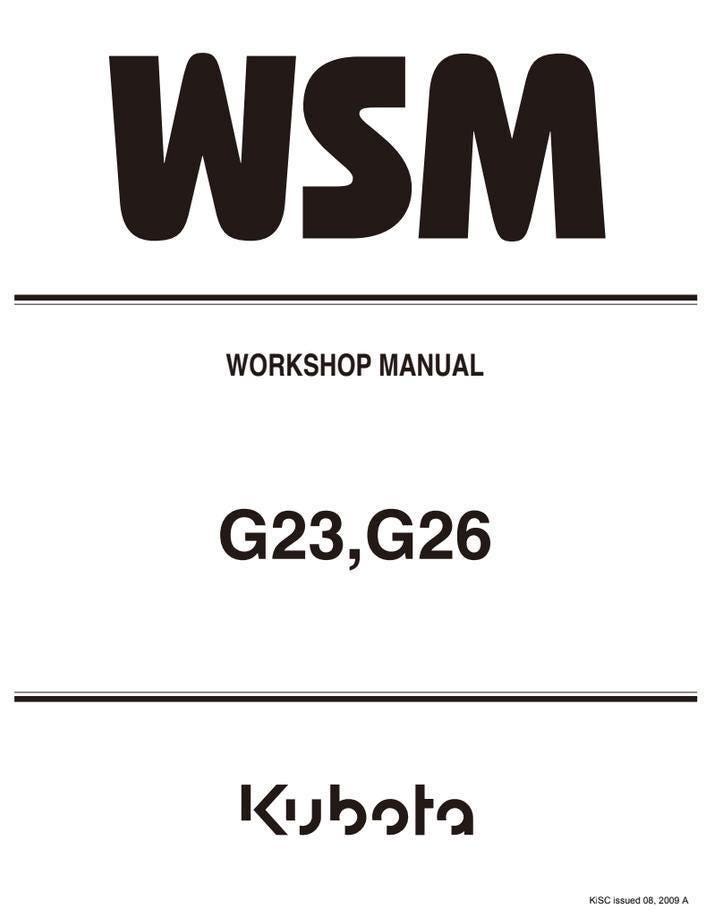 Kubota G23 G26 Mower Workshop Manual - Repair and Service PDF