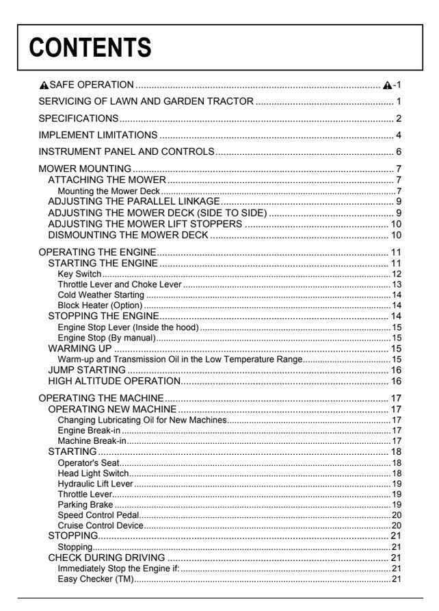 Kubota Tractor Manual: Lawn and Garden Tractors (GR2020G, GR2120 Series)