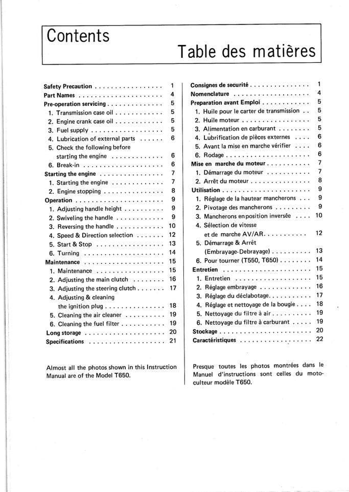 Kubota Rear Tine Tiller Manual (T450, T550, T650 PDF Download)