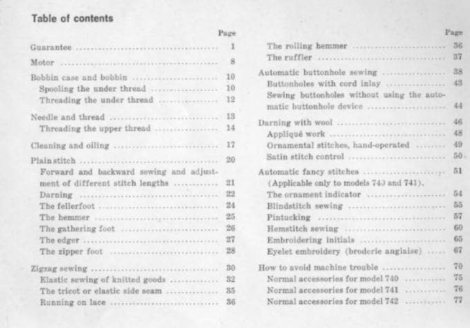 Bernina Zigzag Sewing Machine Manual (Models 740, 741, 742 PDF)