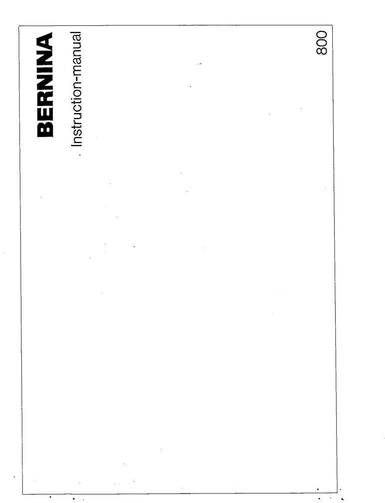 Bernina 800 sewing machine user manual
