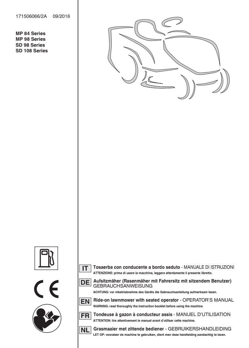 Stiga Ride-On Lawnmower Manual - MP and SD Series Operator Guide