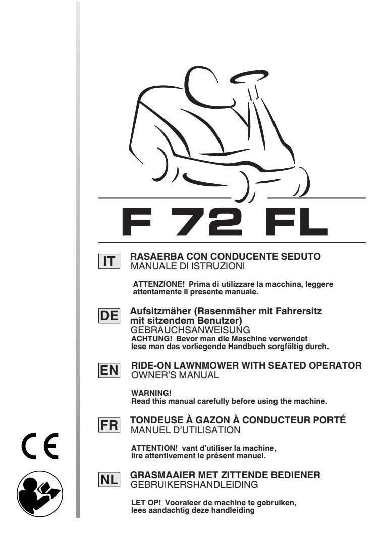 Ride-On Lawnmower Manual: Stiga F 72 FL - Digital PDF Download