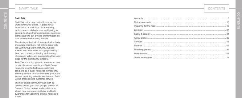 Swift Escape 696 Motorhome Manual: 2011-2012 Digital PDF
