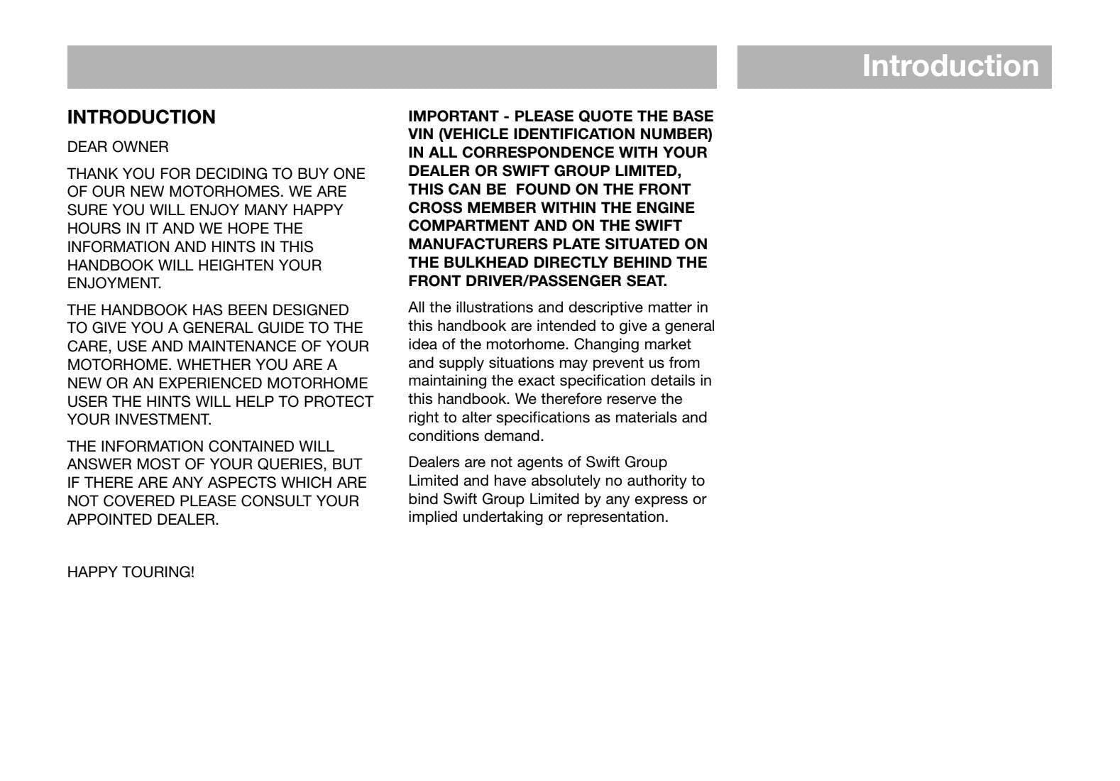 Swift Fiat X2/50 Motorhome Manual (2008 Ducato, PDF Download)