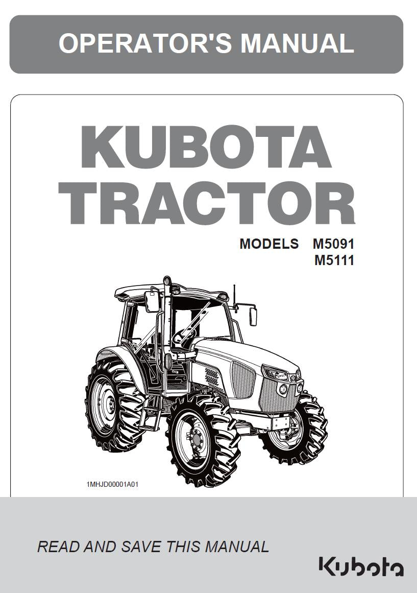 Kubota M5091 / M5111 Tractor Operators Manual