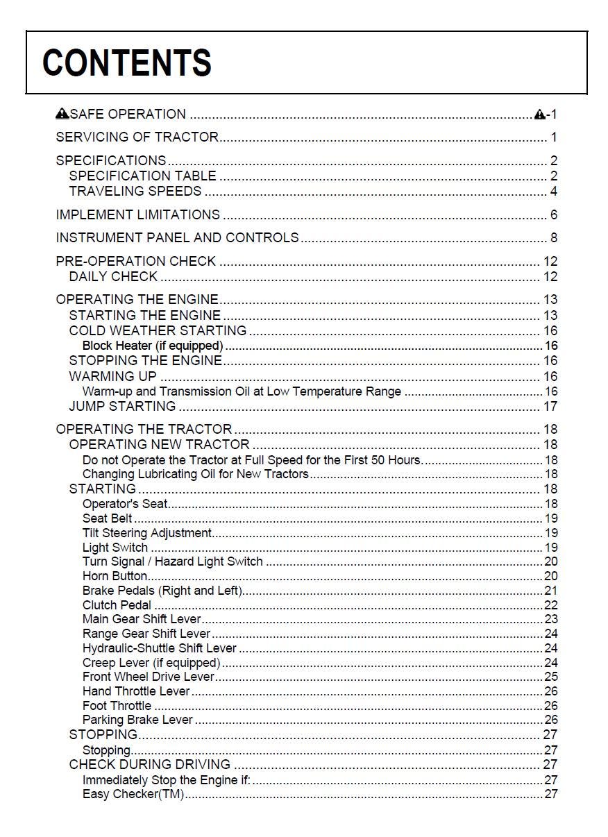 Kubota M108S Tractor Operators Manual (2010 Edition)