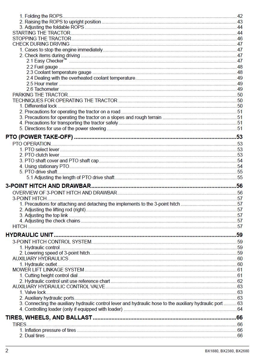 Kubota BX1880-AU / BX2380-AU / BX2680-AU Tractor Operators Manual