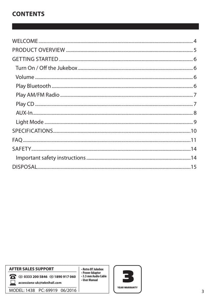 EnVivo ENV-1438 Bluetooth Jukebox User Manual PDF Download