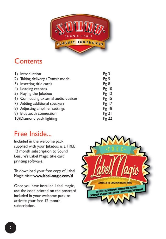 SoundLeisure SL45 Vinyl Jukebox User Manual PDF Download