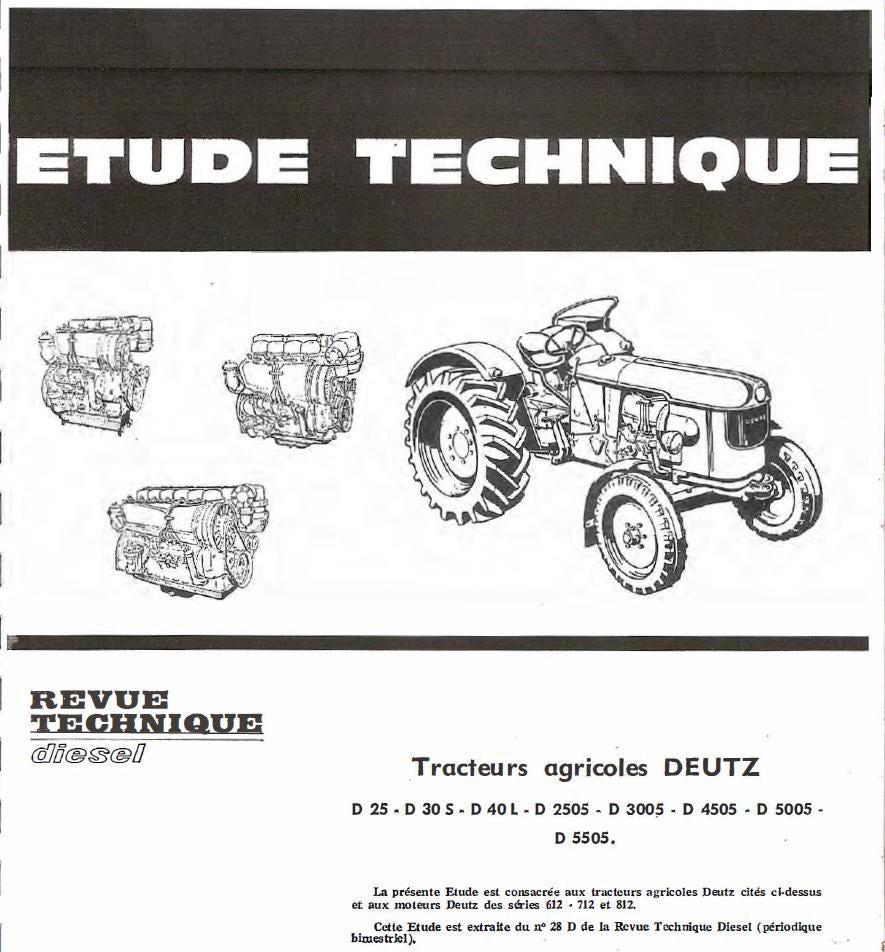 Deutz D25 / D30S / D40L / D2505 / D3005 / D4505 / D5005 / D5505 Diesel Tractor Service Manual PDF Download