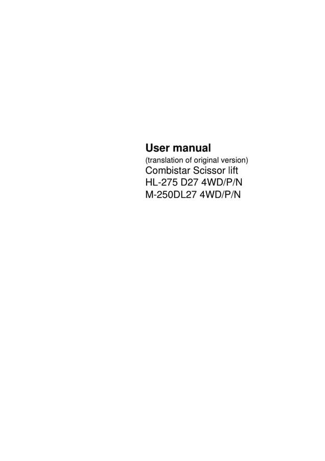 Holland Lift HL275 D27 / M150DL27 Combistar Scissor Lift User Manual PDF Download