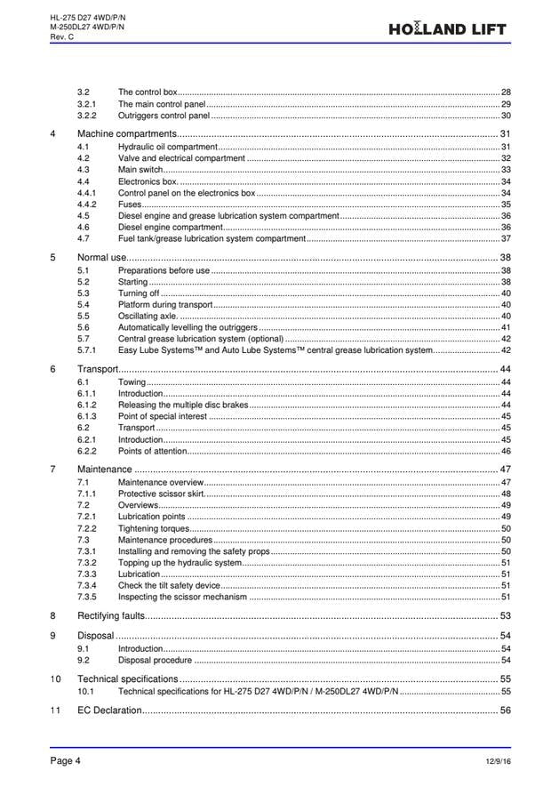 Holland Lift HL275 D27 / M150DL27 Combistar Scissor Lift User Manual PDF Download