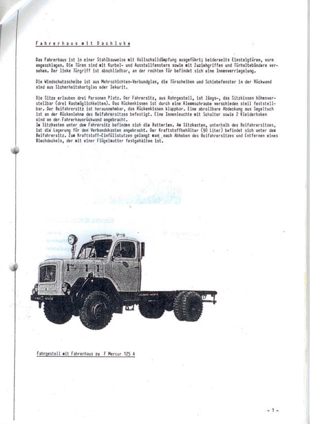 Magirus-Deutz F Mercur 125 A Chassis Supplementary Operating Manual (1962) PDF Download