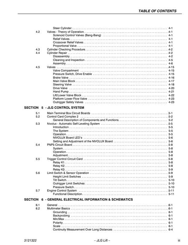 JLG 67SL Self-Leveling Boom Lift Service & Maintenance Manual (2008) PDF Download