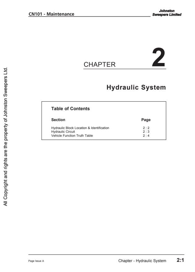 Johnston CN101 Suction Sweeper Maintenance Manual (2013) PDF Download
