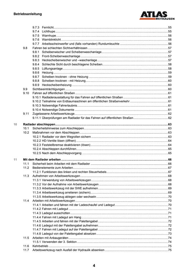 Atlas Weyhausen AR 95E Wheel Loader Operator's Manual (2013) PDF Download