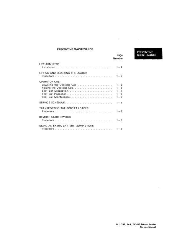 Bobcat 741 / 742 / 742B / 743 / 743B / 743DS Skid-Steer Loader Service Manual PDF Download