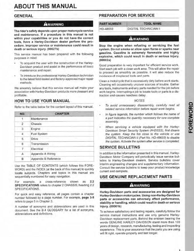 Harley-Davidson Dyna Models Service Manual (2016) PDF Download