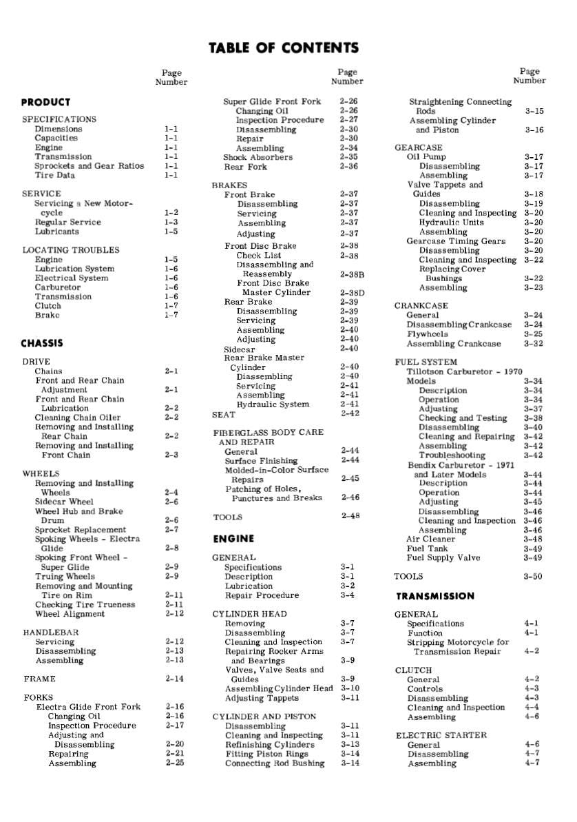 Harley-Davidson Electra Glide / Super Glide Service Manual (1970-1972) PDF Download