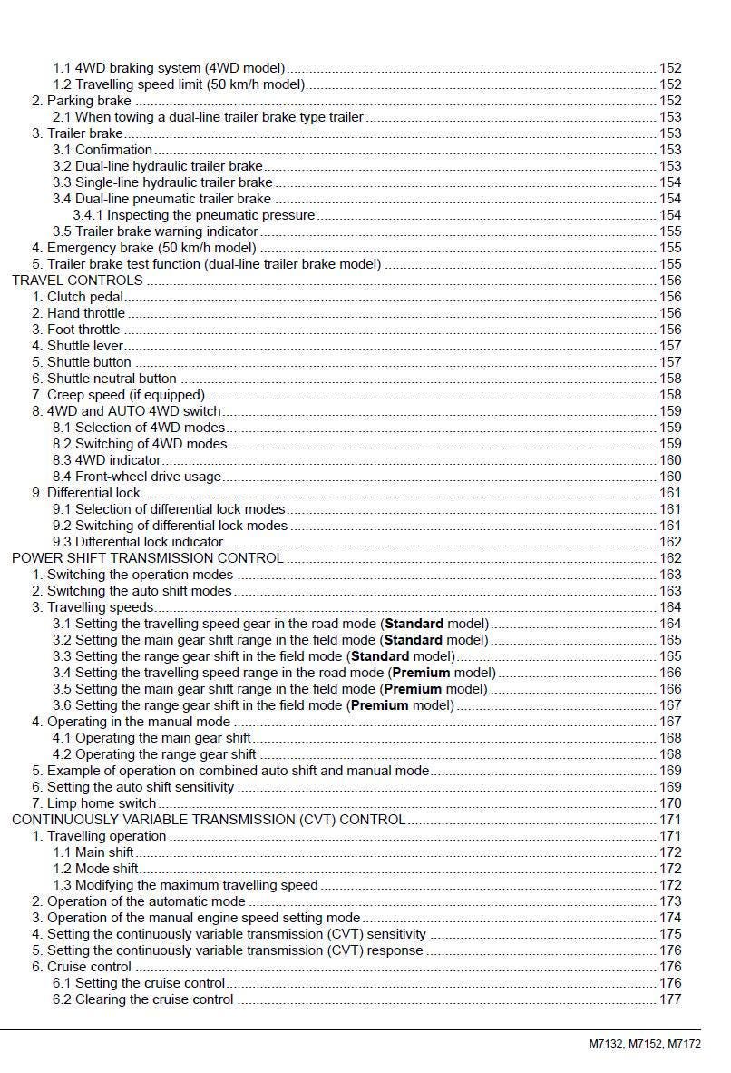 Kubota M7132 / M7152 / M7172 M7002 Tier 4 Tractor Operators Manual 2019