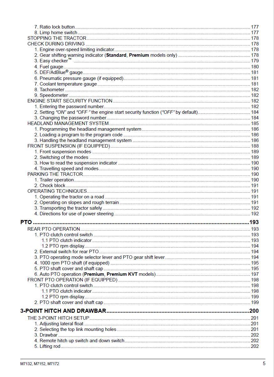 Kubota M7132 / M7152 / M7172 M7002 Tier 4 Tractor Operators Manual 2019
