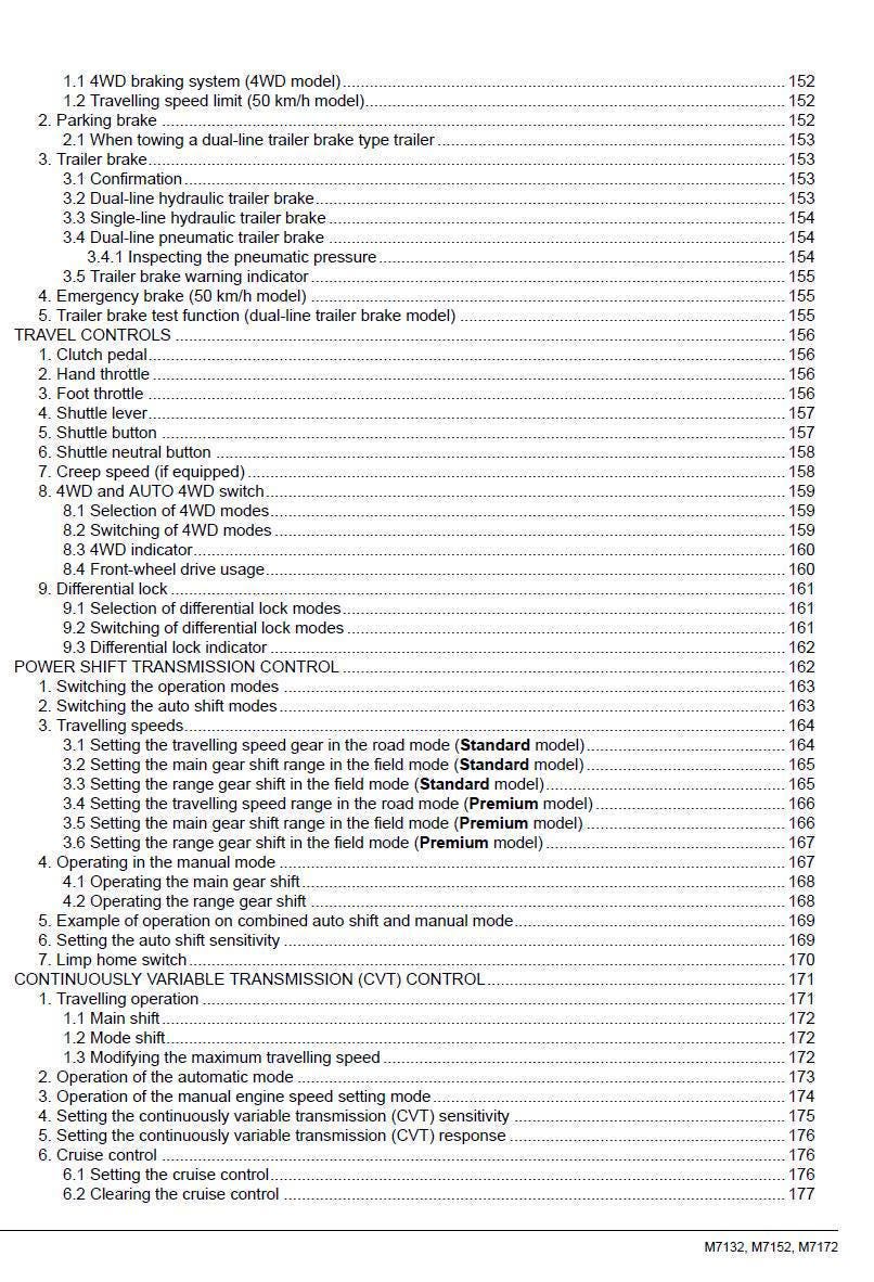 Kubota M7132 / M7152 / M7172 Tractor Operators Manual