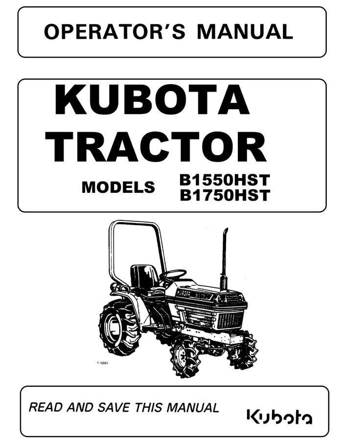 Kubota B1550HST / B1750HST Tractor Operators Manual