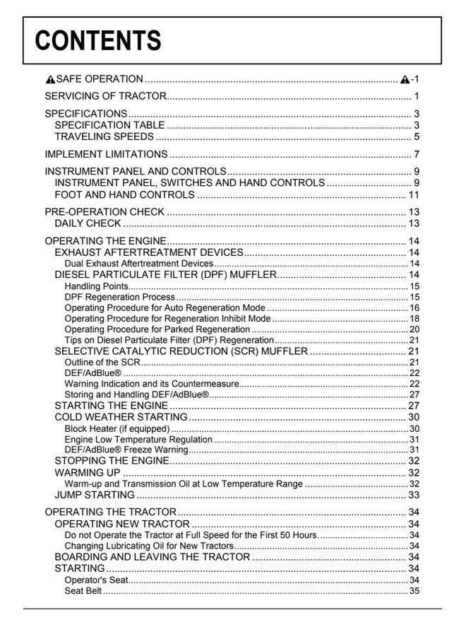 Kubota M5N-091 Power Krawler Tractor Operators Manual
