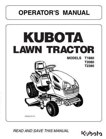 Kubota Lawn Tractor Manual - T1880, T2080, and T2380 Guide