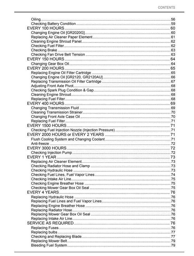 Kubota Tractor Manual: Lawn and Garden Tractors (GR2020G, GR2120 Series)