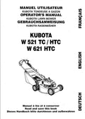 Kubota Mower Manual: W521TC, W521HTC, W621HTC - Digital PDF Download