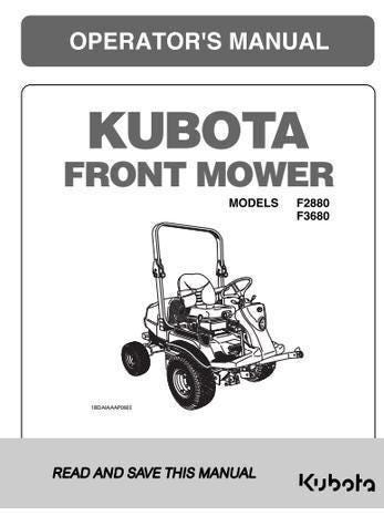Kubota Front Mower Operator Manual - Models F2880 and F3680