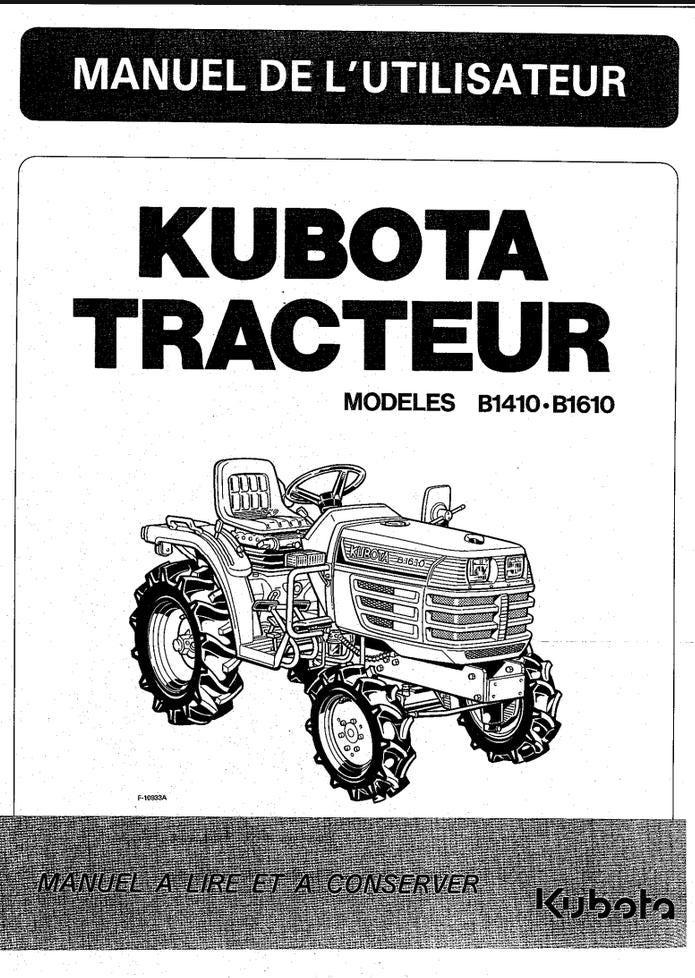 Kubota Tractor Manual - B1410 and B1610 Operator Instructions