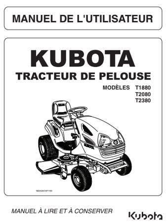 Kubota T-Series Lawn Tractor Manual - User Guide for T1880, T2080, T2380