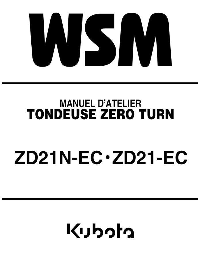 Kubota Zero Turn Mower Manual - ZD21N-EC & ZD21-EC Service Guide