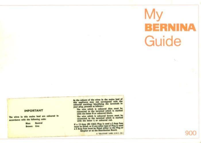 Bernina 900 Sewing Machine Manual (Electronic, Zigzag, PDF Download)