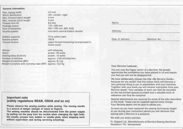 Bernina Sewing Machine Manual: Models 807, 810 & 817 PDF Guide