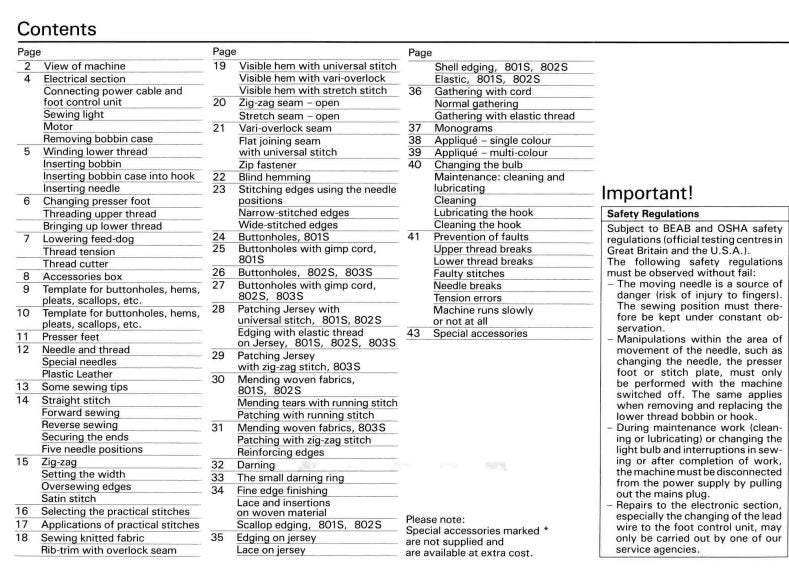 Bernina Sewing Machine Manual: Models 801 Sport, 802, 803 (PDF)