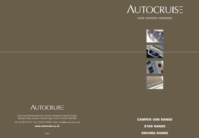 Autocruise Motorhome Manual, Starburst & Starfire (2008 PDF Download)