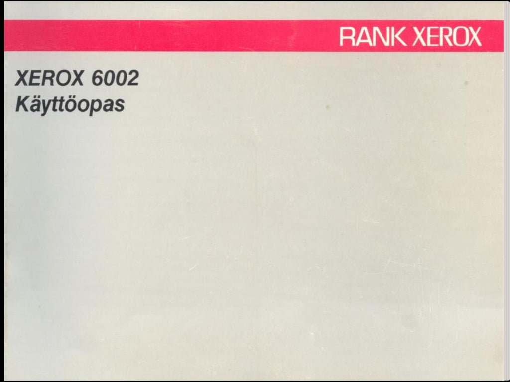 Xerox 6002 User Guide, Finnish Typewriter (Operating & Troubleshooting)
