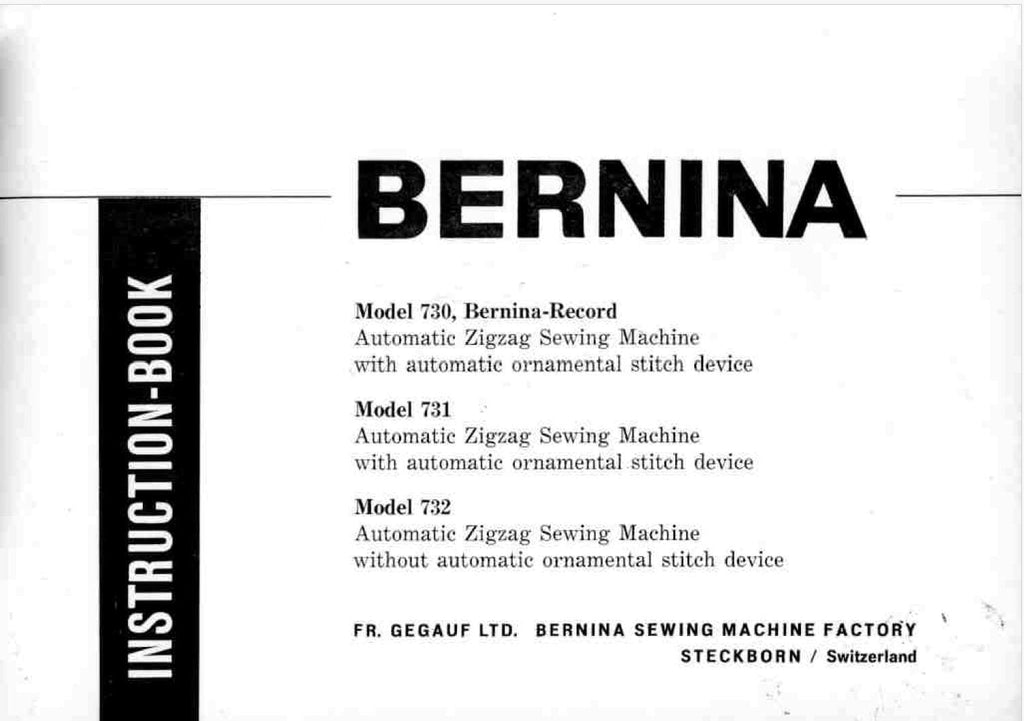 Bernina Record Manual: Sewing Machine Instructions (Models 730-732)
