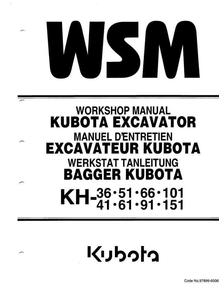 Kubota KH Excavator Manual: Workshop Repair Guide for KH36-KH151