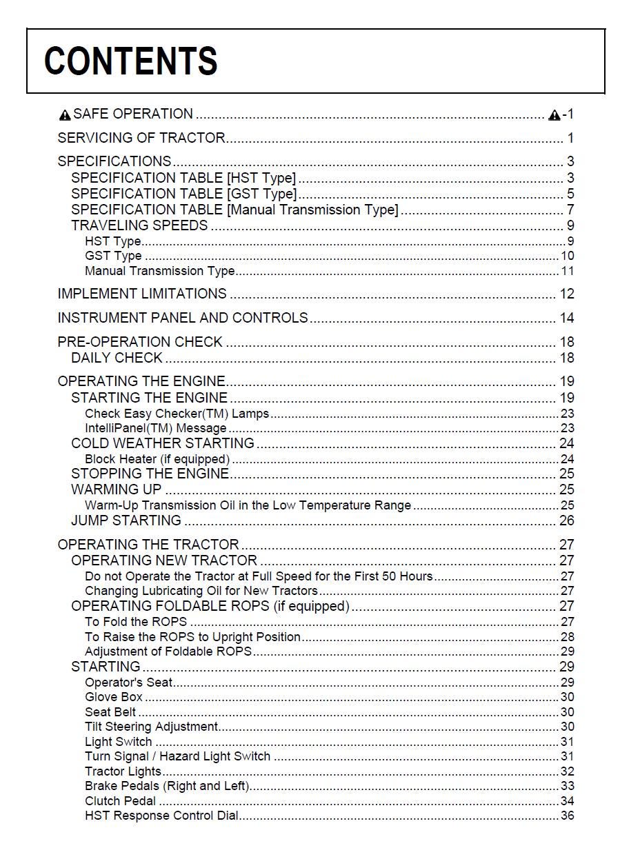 Kubota L3240 / L3540 / L3940 / L4240 / L4740 / L5040 / L5240 / L5740 Tractor Operators Manual