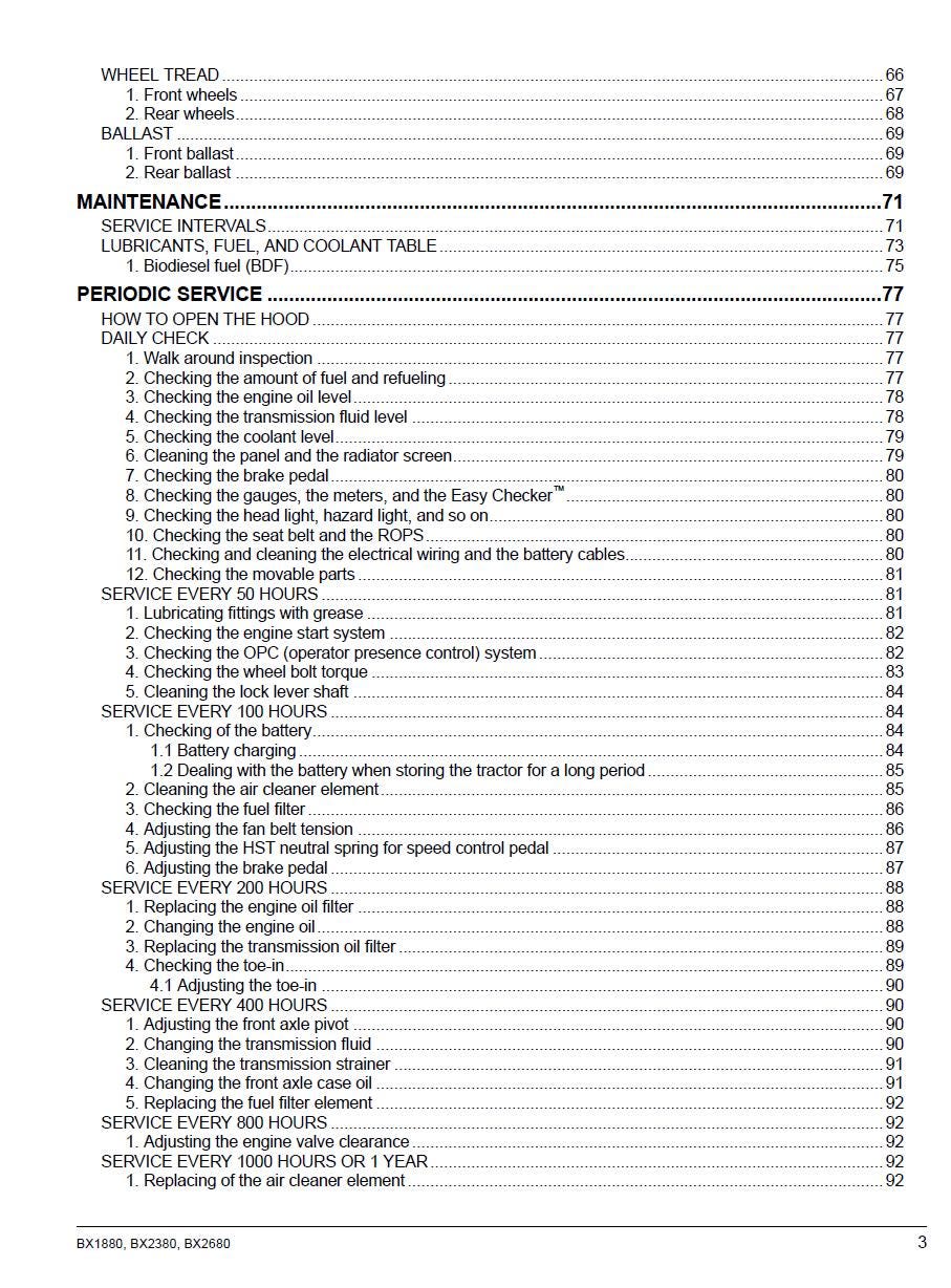 Kubota BX1880-AU / BX2380-AU / BX2680-AU Tractor Operators Manual