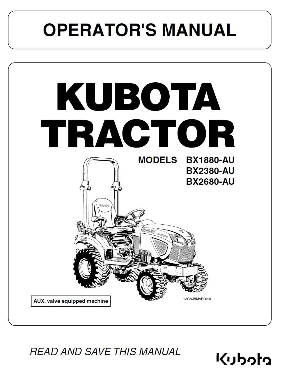Kubota BX1880-AU / BX2380-AU / BX2680-AU Tractor Operators Manual