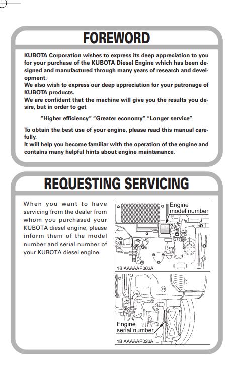 Kubota RK70-T / RK80-1T / RK95-1T Series Diesel Engine Operators Manual (2008 Edition)